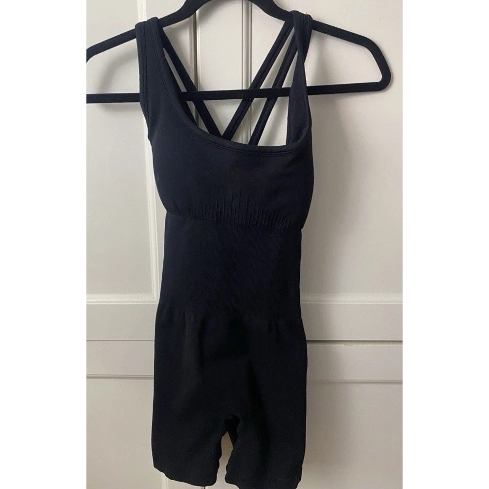 Sunzel Scrunch Butt Lift Work Out Romper  Black‎ Lg -Gym-Yoga